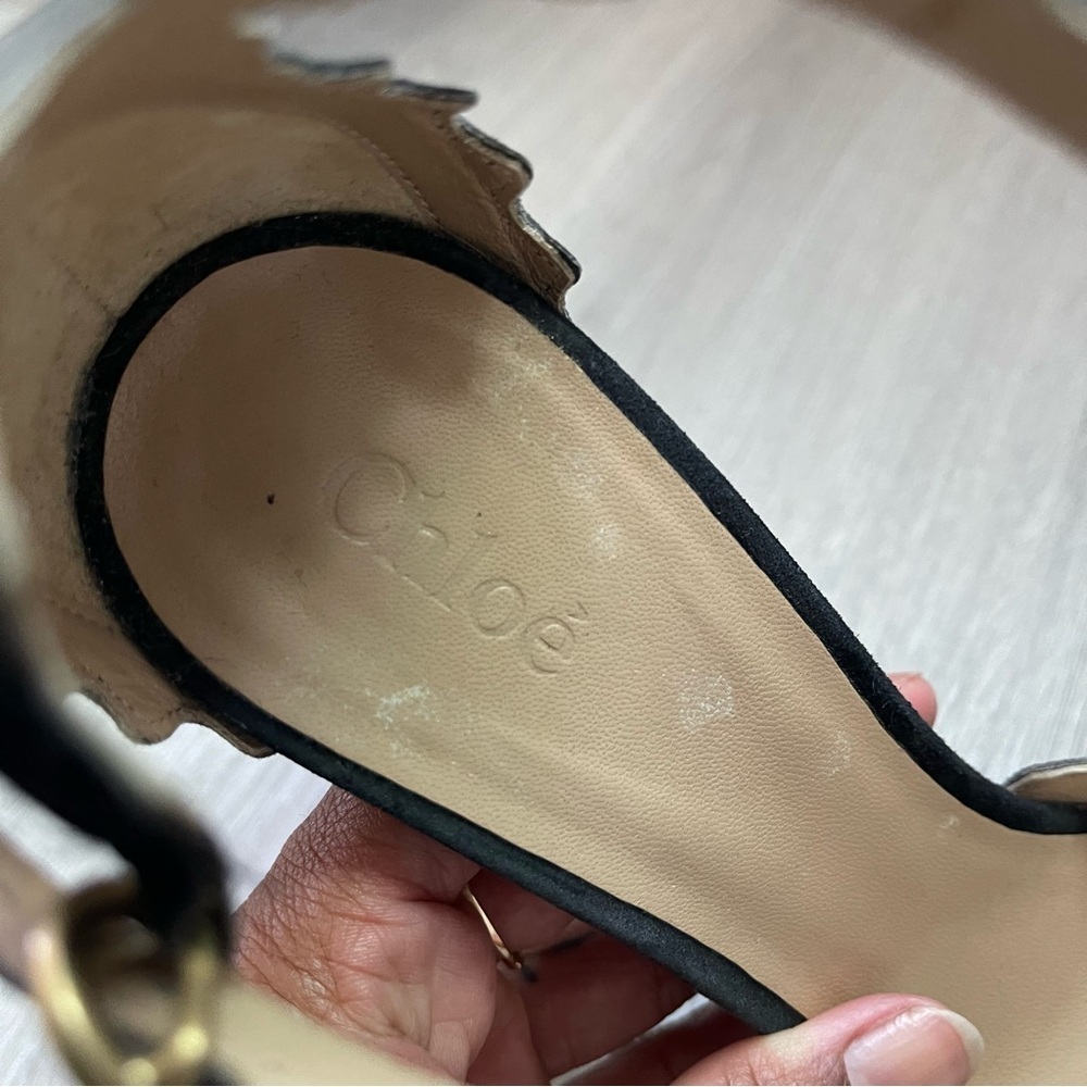 Single Chloé Lauren Suede Ballerina Pump – Charcoal Black (Left Shoe Only) - Picture 4 of 5